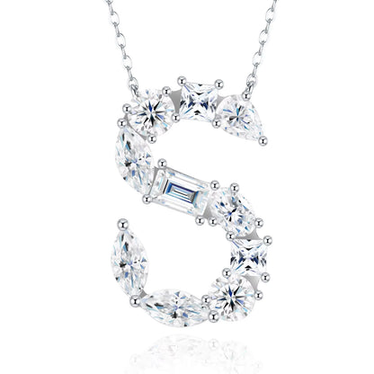 Fashion 26 Letter Man Women's Moissanite Custom Name Necklace 925 Sterling Silver Moissanite Diamond Pendant Necklace Gift