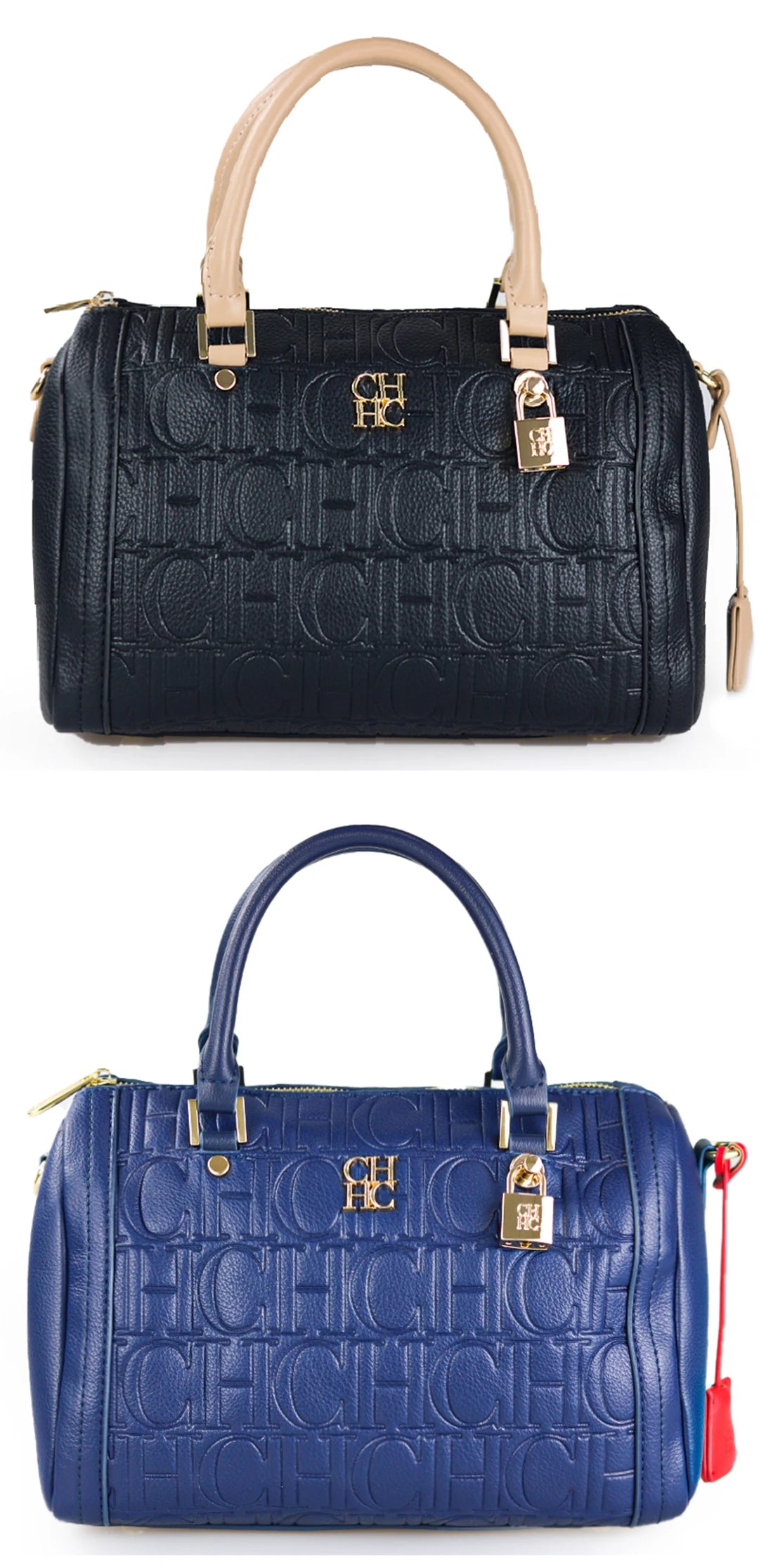CH Boston Bag Women Metal Lock Handbag Double Top Handle Detachable Crossbody Strap Daily Travel Ladies Shoulder Purse