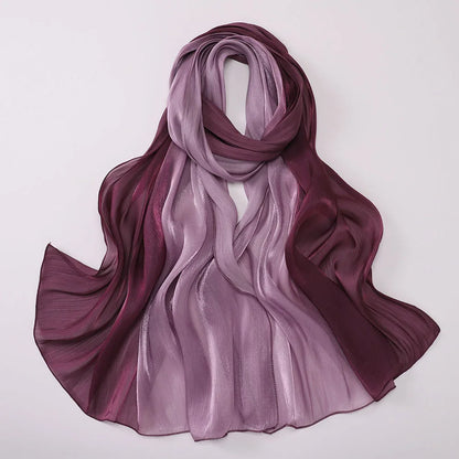 Two-color Shimmer Shiny Satin Hijab Crinkle Scarves Shawl Women Muslim Hijab Crepe Bandana Islamic Shimmer Silk Hijab