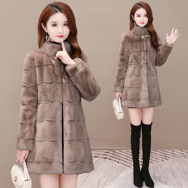 2025 New Women Winter Thick Loose Warm Outwear Plush Hooded Jacket Female Women Mink Velvet Luxury Natural Real Mink Fur Coats