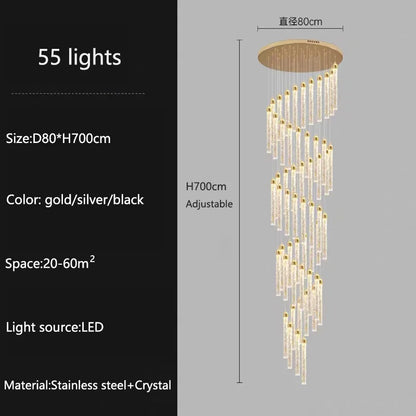 Modern Ceiling Chandelier Luxury Staircase Crystal Chandeliers Duplex Attic Villa Living Room Pendant Lights Home Decor Lighting