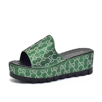 Latest Design African Party Shoes Decorated with Metal Wedding Shoes for Women Bride Wedges Shoes for Women Luxury Shoes