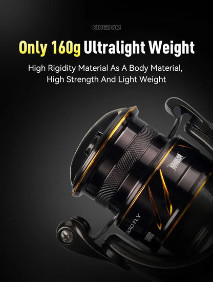 Kingdom Micro Fly Pro Fishing Spinning Reel Ultra Light 8+1 Sealed Bearings 160g 8KG Max Drag 5.2:1 Gear Ratio Fishing Reel