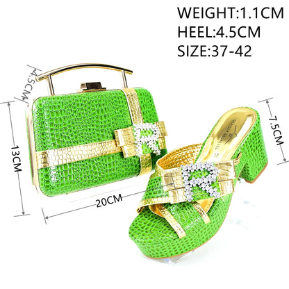 Doershow Italian Shoes And Bag Sets For Evening Party With Stones Italian Leather Handbags Match Bags!  SRT1-8