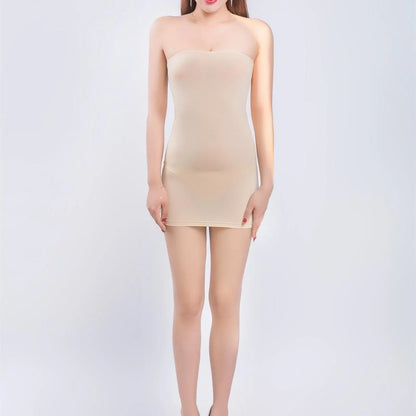 FREEAUCE Off Shoulder Wrap Chest Strapless One-piece Long Dress for Women's Nightclub Bodycon Sexy White Dresses Streetwear