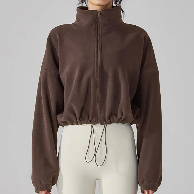 Blouse Outerwear Yoga Wear Women's Autumn/Winter Zip-up Long Sleeves Fleece-lined Warm New Casual Comfortable Minimalist Niche