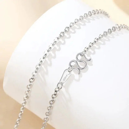 PT950 Platinum O-Chain Necklace Women Plain Chain Moissanite Collarbone Jewelry Gift for Girlfriend