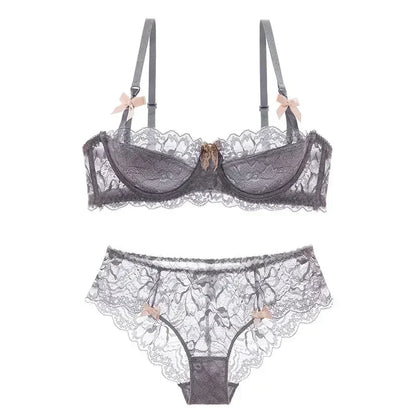 MOYISU French Romantic Lace Comfortable Breathable セクシー Tushy Slim Bra Collection Pure Desire Girls Push Beautiful Underwear SET