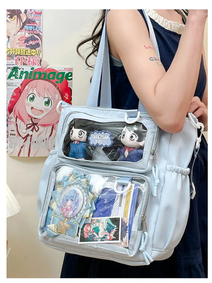 Y2K Japanese Preppy Style Shoulder Crossbody Bag New Nylon School Bags for Teenage Girls Transparent Itabag Backpacks Ita Bag