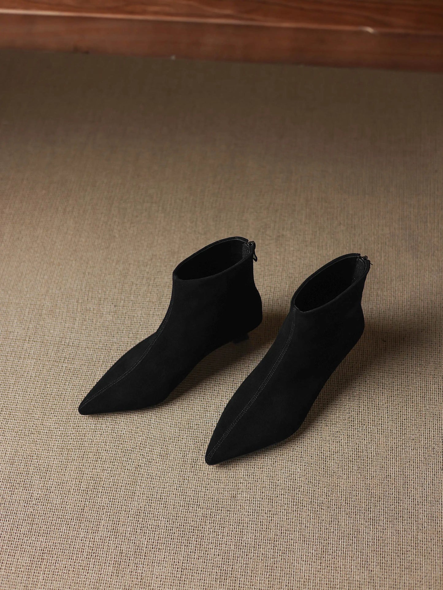 Plus Size 34-42 Genuine Leather Pointed Toe Med Heels Zipper Modern Boots Winter Autumn Shoes Concise Elegant Dress Ankle Boots