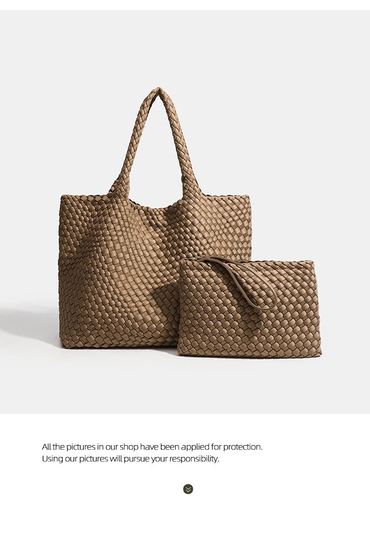 Large size women's tote bag Women's fashion bags 2024 Hot product Neoprene material women's hand-woven bag Large volume Tote bag