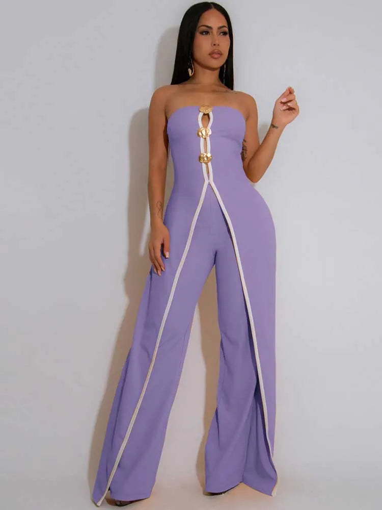 Full Strapless Jumpsuit Sexy Slim Office Lady Summer Sleevelesss Women Jumpsuits Elegant Sexy Jumpsuit  Wholesale Dropshipping