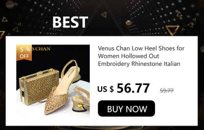 Venus Chan Nigerian Elegant Lace Net Style Green Crystal Low Heel Shoes And Three-Dimensional Mini Bag Commuter Women's Shoes
