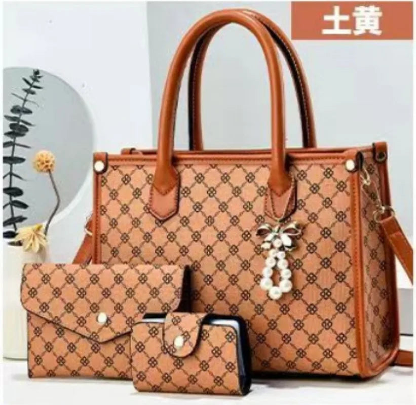 High-End  3 Pieces Set Women Bags Large Capacity Women's Handbag Stylish Shoulder Bag for Trendy PU Leather Commuting Tote Bag