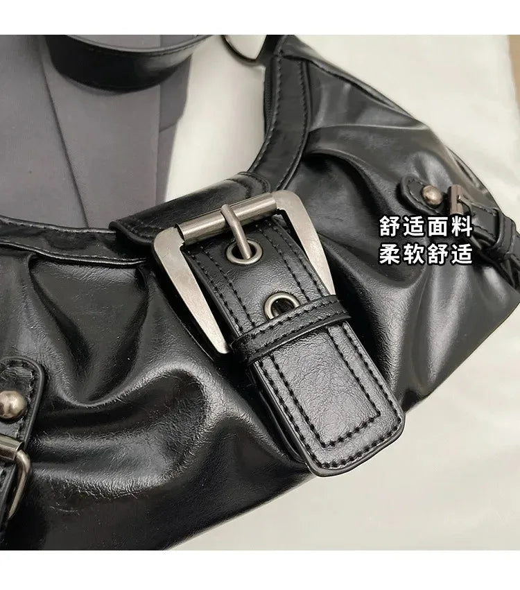 Y2K Retro Pleated Hobo Shoulder Bag for Women Hot Selling Maillard Style Underarm Bag Clutch Handbags for Travel Work Shopping