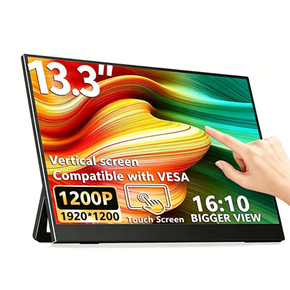 13.3-inch Touch Screen Portable Gaming Monitor Laptop Screen Extender FHD 1920x1200P IPS Touchscreen Monitor With Dual Speaker