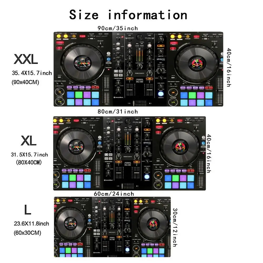 Mousepad DJ Controller Turntable Print Anti Slip Rubber Desk Mat Stitched Edge Keyboard Pad For PC Laptop Gamers Table Decor