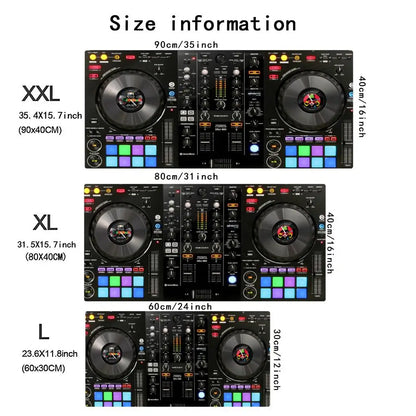 Mousepad DJ Controller Turntable Print Anti Slip Rubber Desk Mat Stitched Edge Keyboard Pad For PC Laptop Gamers Table Decor