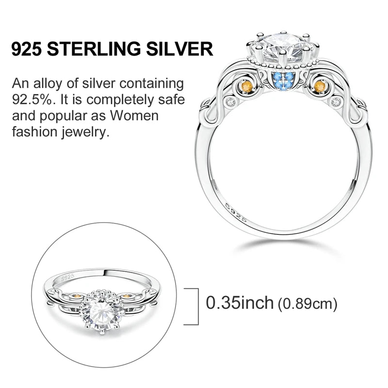 Original 925 Sterling Silver Ring Sun Star Moon Love Bowknot Sunflower Ring For Women Wedding Anniversary Ring Jewelry Gift