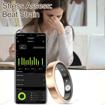 2026 Smart Ring Women Men Super narrow 6.3mm Heart Rate Stress measurement Health Monitoring IP68 Waterproof Fashion Sport Rings