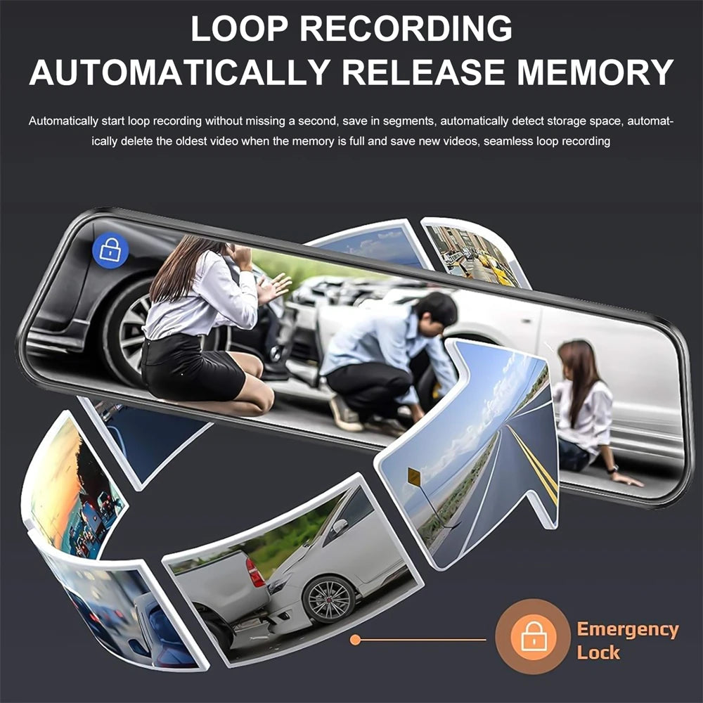 Touch Screen 1080P HD Automotive Driving Recorder Front & Rear Dashcam with Interior Car Camera, Photo Mode, AVI Video Format, Car Electronics Accessory