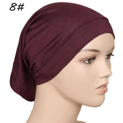 Muslim Underscarf Turban Hijab Ninja Inner Hat Women Chemo Cap Hair Loss Cover Bonnet Instant Bonnet Femme Musulman Headband