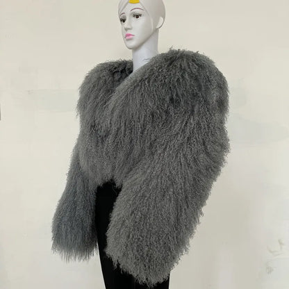 Mongolian Sheep Fur Women Coat Winter Warm Real Fur Cloth 2026 Natural Sheep Fur Clothes