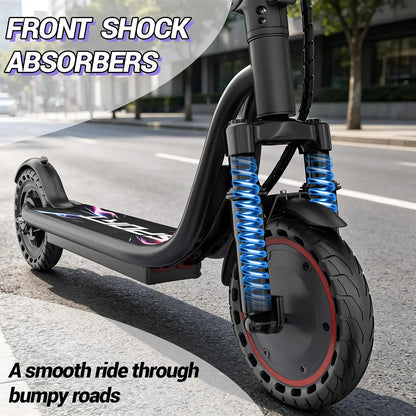 8.5''Solid Electric Scooter, 350W Powerful Motor & 19MPH Top Speed, 21 Miles Range, Folding E Scooter with Front Suspension for Teens and Adults