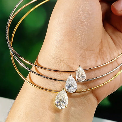 Serenity 3ct 5ct Pear Cut Moissanite Necklace for Women S925 Sterling Silver Chain Jewelry Sparkling Water Drop Pendant Necklace
