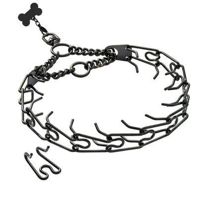 Gold Dog Prong Collar Removable Pet Spike Necklace with Comfort Rubber Tip Adjustable Stainless Steel Dogs Training Link Chain