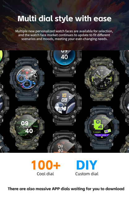HY Digital LOKMAT Outdoor Smartwatch 1.32 Inch BT Call Smart Watch Men Sports Fitness Tracker Compass Smartwatch for Android IOS