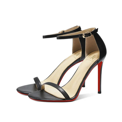 Sandals, Women's Summer New High Heels, Women's Slim Heels, Sexy and Fashionable, Golden Open Toe Straight Strap Sandals