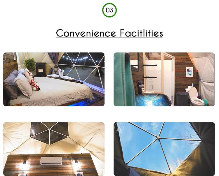 Luxury PVC Geodesic Dome Tent for Outdoor Glamping for Families on Vacation Events Camping in Iceberg Surroundings