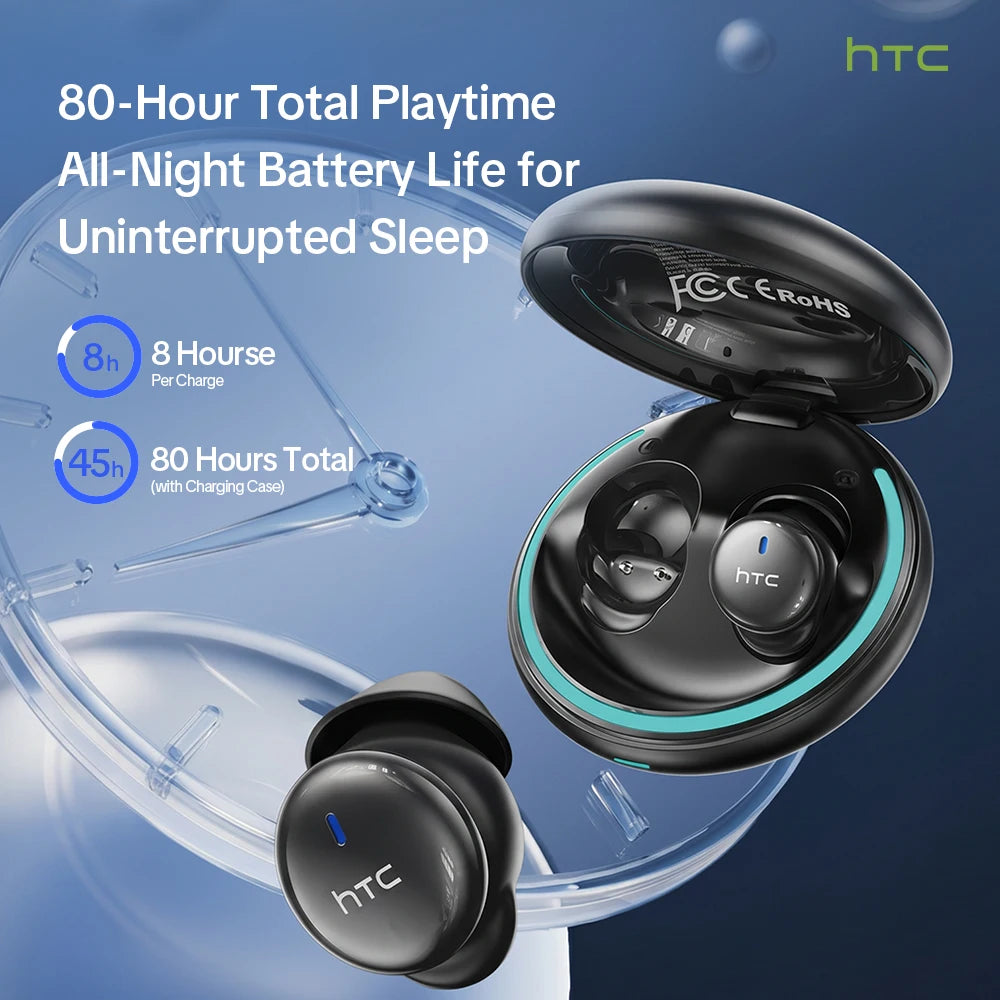 HTC NE92 Sleep Earbuds Wireless Bluetooth Earphones Comfortable To Wear Headphones 50Hrs Playback Low Latency Clear Sound Qualit