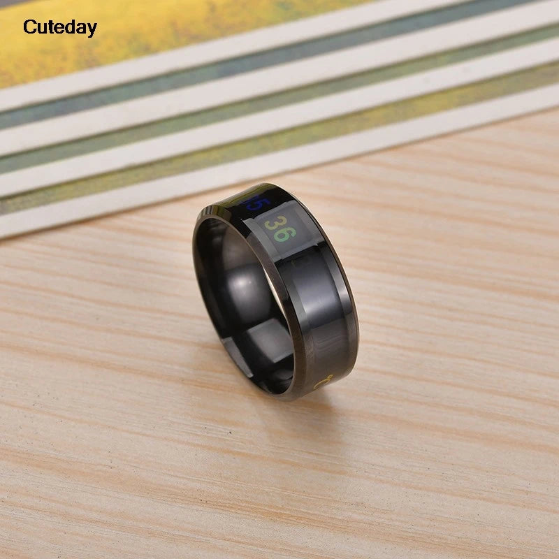 Smart Sensor Body Stainless Steel Love Band Ring With Temperature Measurement Function Rings For Couples Accessories Anillo