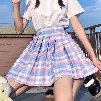 New Japanese School Uniform Korean Student Jk Seifuku Blouse Pleated Skirt Tie Full Set Girl Plaid Skirt Pink Uniforms For Woman