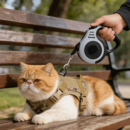 Escape Proof Cat Harness with Retractable Leash Set Adjustable Vest Harness with Handle for Outdoor Walking for Kitten Small Dog