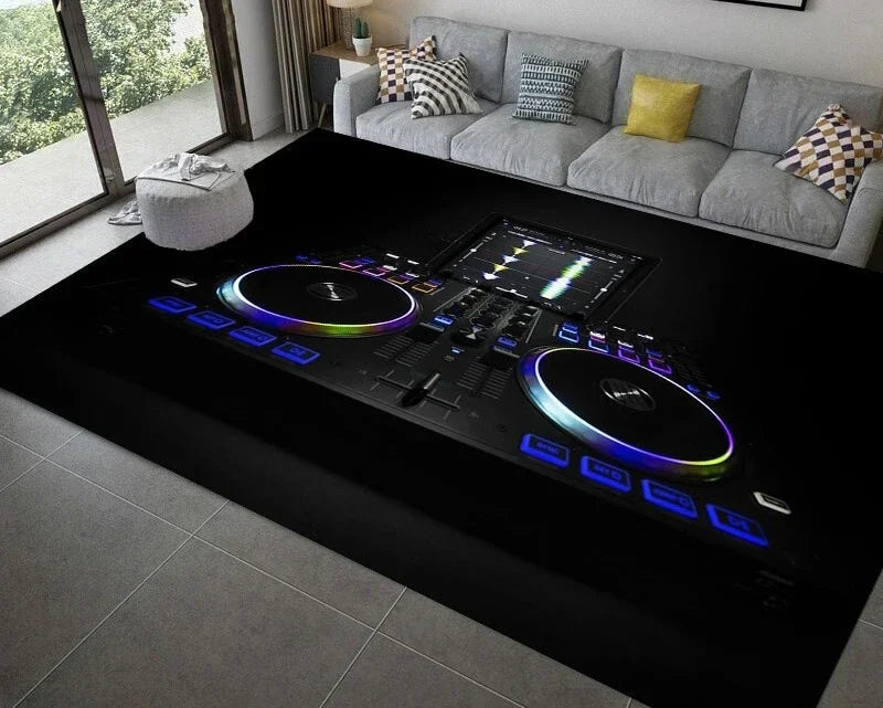 3D DJ Music Screen Keyboard Area Rug Carpet Rug for Living Room Bedroom Sofa Doormat Decoration Kid Play Non-slip Floor Mat Gift