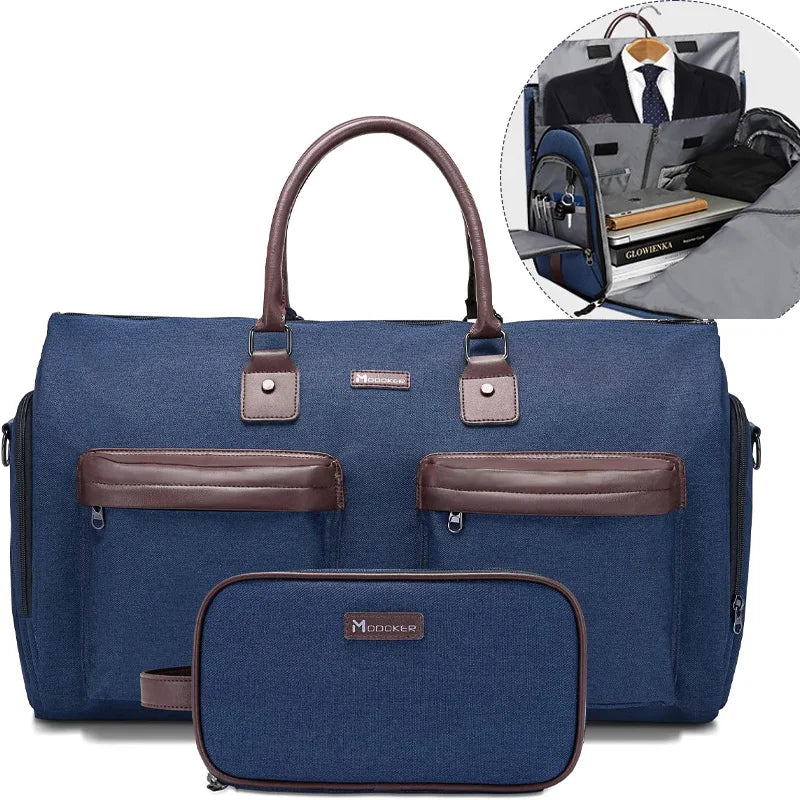Portable clothing luggage bag, convertible business travel suit handbag, with shoulder strap / weekend daily travel bag