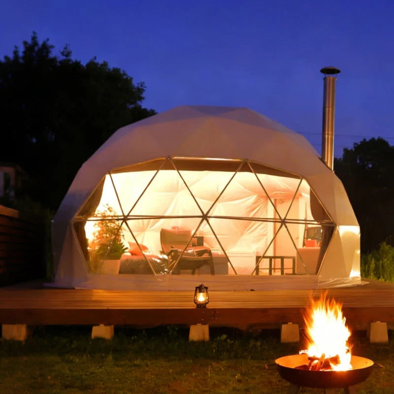 Geodesic Dome Manor Greenhouse Tent Leisure Resort Vacation Outdoor Glamping Round Tent Transparent Starry Sky Luxury Hotel Dome