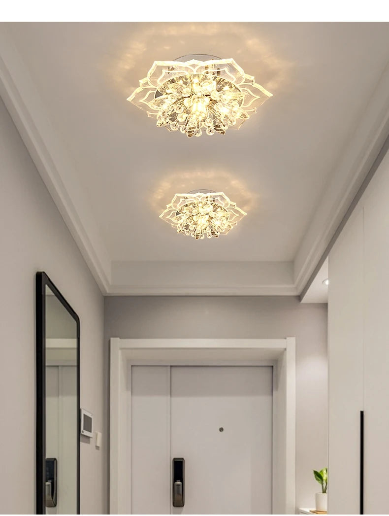 LED Lotus Glass Corridor Ceiling Lights porch Hallway Plastic Leaves Ceiling Lamps Living Room Balcony Ceiling fixtures