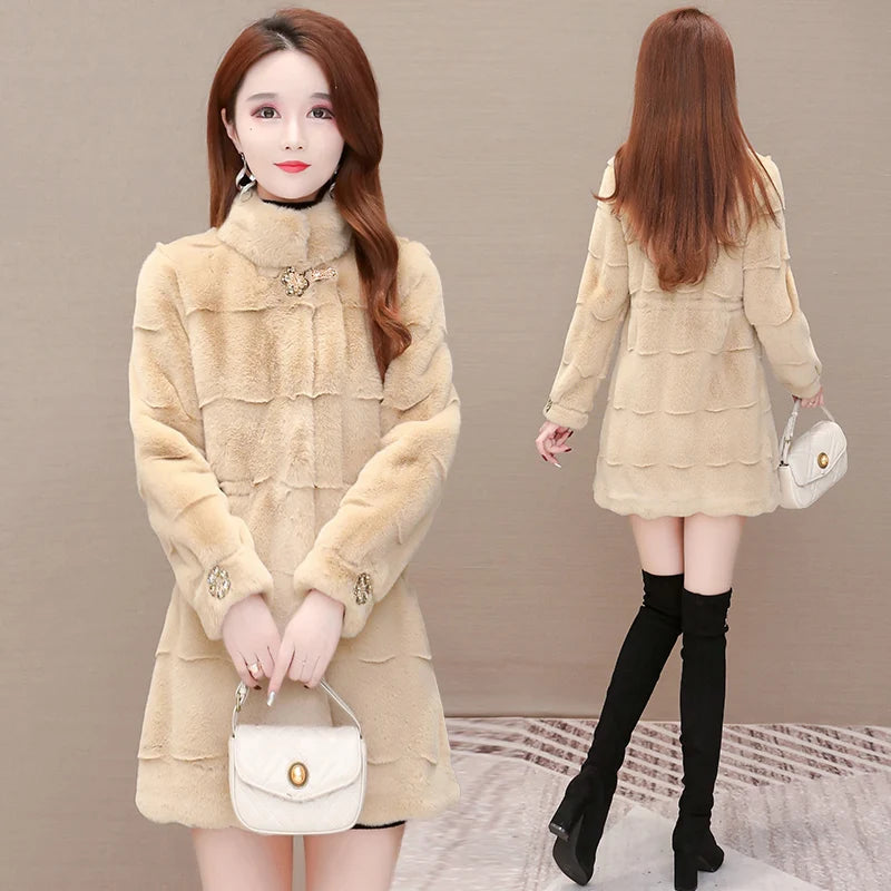 2025 New Women Winter Thick Loose Warm Outwear Plush Hooded Jacket Female Women Mink Velvet Luxury Natural Real Mink Fur Coats
