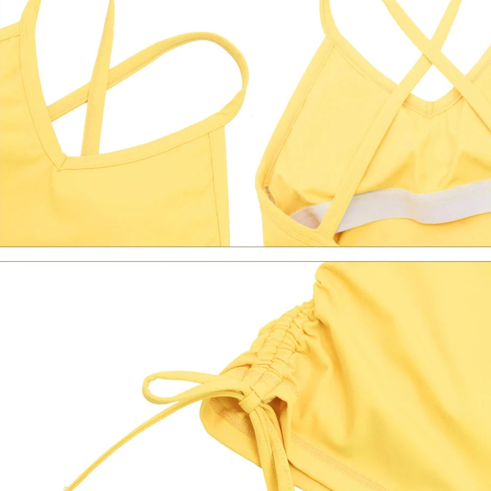 Sexy V Back Scrunch Sports Jumpsuit Women Yoga Rompers Hollow Out Cross Backless Slim Fit Drawstring Side Tight One-Piece Suit