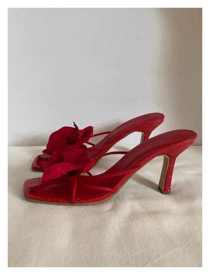 Spring and Autumn New Luxury Women's High Heels Sandals Elegant Style Flower Toe High Heels Slippers Casual Summer Women's Shoes