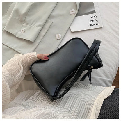 New Retro Soft PU Leather Women Shoulder Underarm Bags Casual Solid Color Small Top-Handle Handbags Ladies Fashion Shoulder Bags