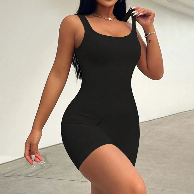 Women's Short Tracksuit Sleeveless Yoga Bodysuit Sportswear Women's Gym Workout Clothes Fitness Stretch Jumpsuits Yoga Suit