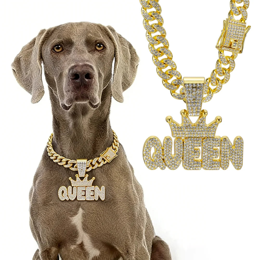 Cuban Dog Chain, Alloy Pet Dog Collar, Gold Necklace for Small to Large Dogs CEO BOSS Luxury Pendant Jewelry Accessory 2026 NEW