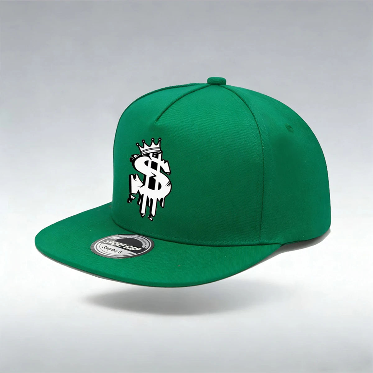 1/2PC Men's Hip Hop Snapback Cap, Graffiti Dollar Crown Print Flat Bill Baseball Hat, Adjustable