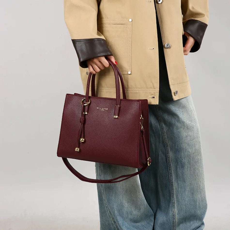 Genuine Brand Top Quality Leather Handbag Women's Tote Messenger Sac Designer Large Capacity 3 Levels Shoulder Crossbody Bags