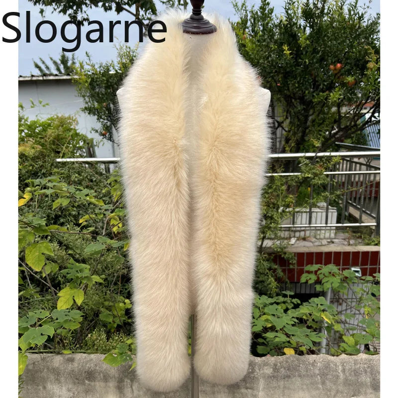 American 180cm Super Long Faux Fox Fur Scarf Winter Women Cosplay Warm Fashion Neck Decor Fluffy Shawl Wrap Luxury Furry Scarves